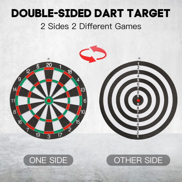 Mini dart board set, 12-inch double-sided dart board