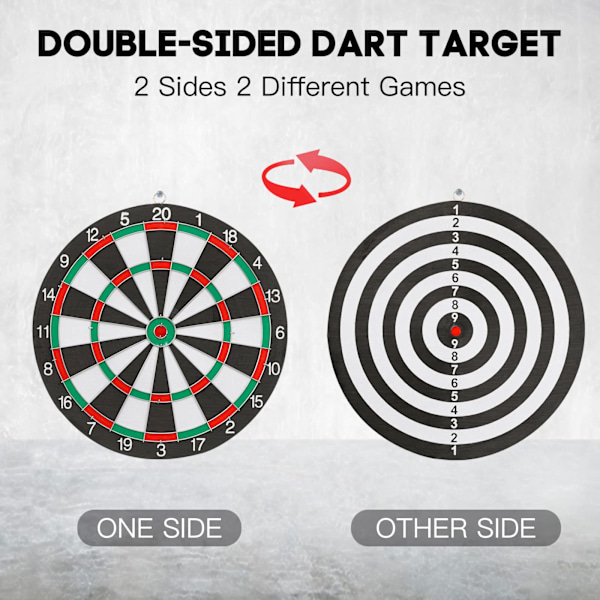 Mini darttavla set, 12-tums dubbelsidig darttavla