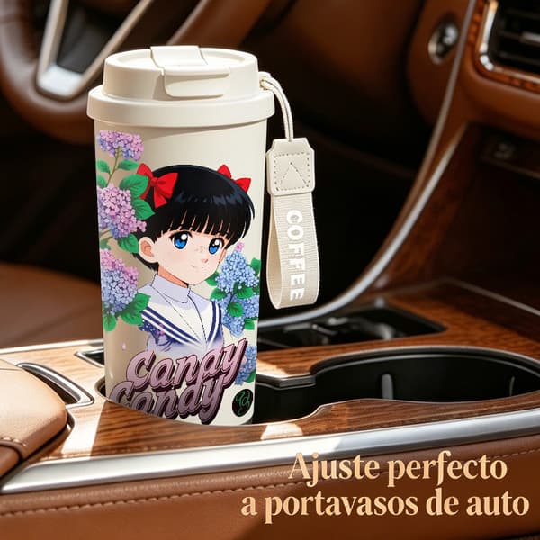 Kaffetermos 500ml Rustfritt Stål Abstrakt Design Pink