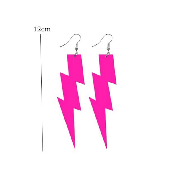 1 par (Roseröd) Blixtörhängen för Flash Bolt Dangle Neon