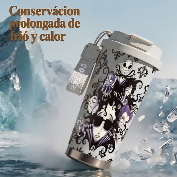 Kaffetermokande 500 ml rustfrit stål festligt design Pink