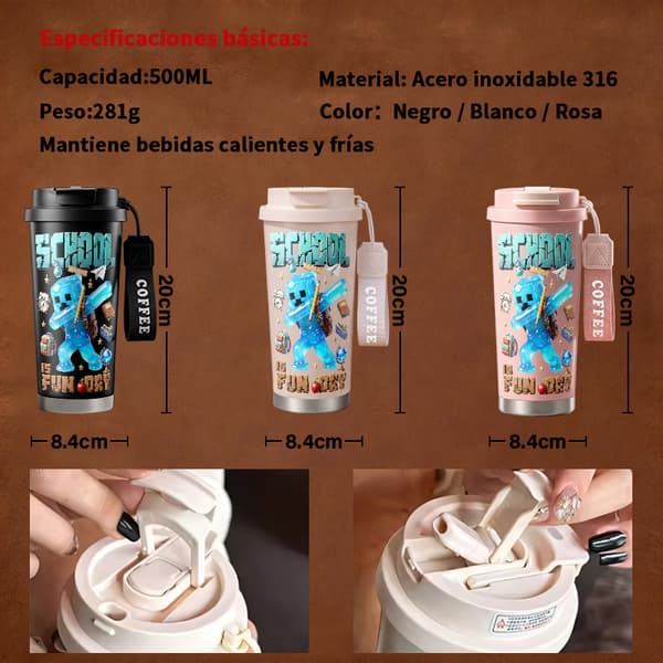 Kaffetermos 500ml Rustfritt Stål Militær Design Black