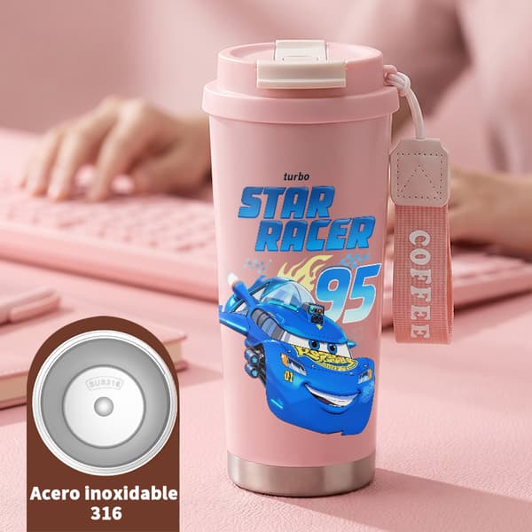 Termokopp 500 ml lufttett lokk moderne design Pink