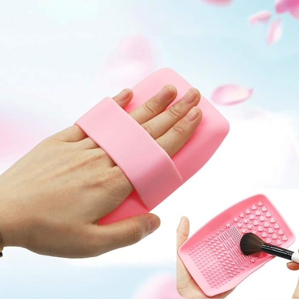 2 stycken rosa + lila silikonrengöringsdynor för sminkborstar
