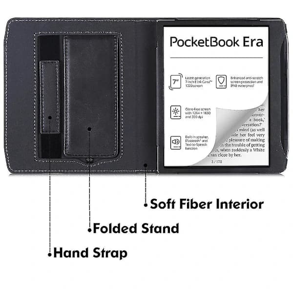 Sort etui til Pocketbook Era læse-tablet, sort, flere farver, A