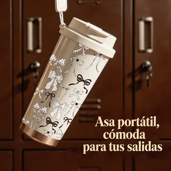 Kaffetermos 500ml 316 Rustfritt Stål Tegneseriedesign White