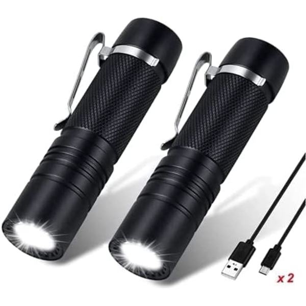 2 kpl taskulamppuja, Ladattavat USB-taskulamput Kirkas Mini-taskulamppu