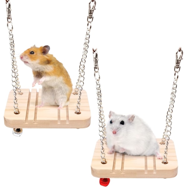 2 sæt hamster gyngelegetøj, træ hamstergynge små dyr