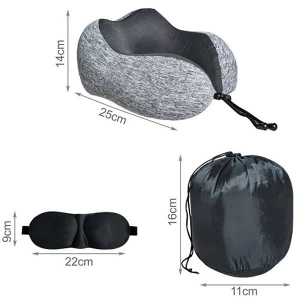 3-i-1 Resekit med Memory Foam - Nackkudde & Sovmask