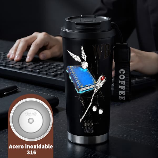 Bærbar kaffetermokande 500 ml geometrisk design Black