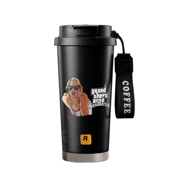 Bærbar kaffetermos 500 ml rustfritt stål kunstnerisk design Black