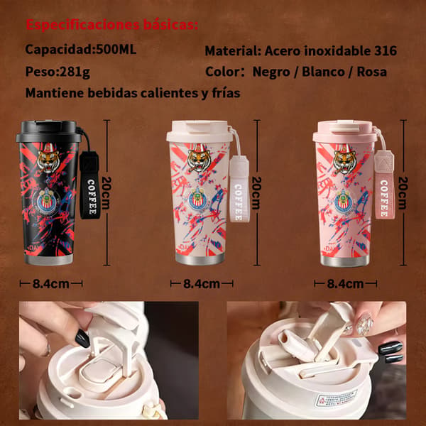 Kaffetermos 500ml 316 Rostfritt Stål Vintage Design White