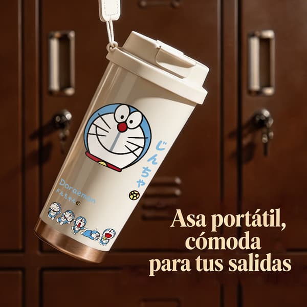 Kaffetermos 500ml Rostfritt Stål Grafisk Design, Isolerad kaffemugg, läckagesäker resemugg med lock Black