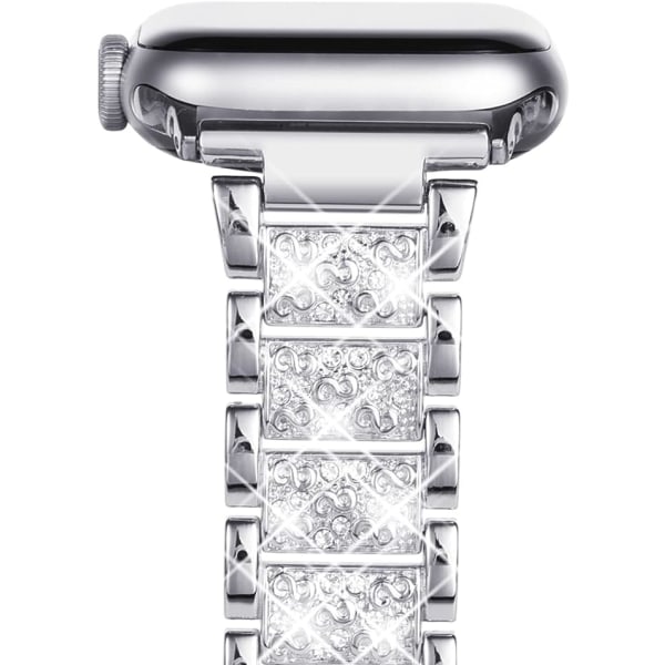 Glittrande silverrem kompatibel med Apple Watch -rem 42 mm