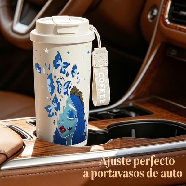 Kaffetermos 500ml Rostfritt Stål Modern Design, Isolerad kaffemugg, läckagesäker resemugg med lock White