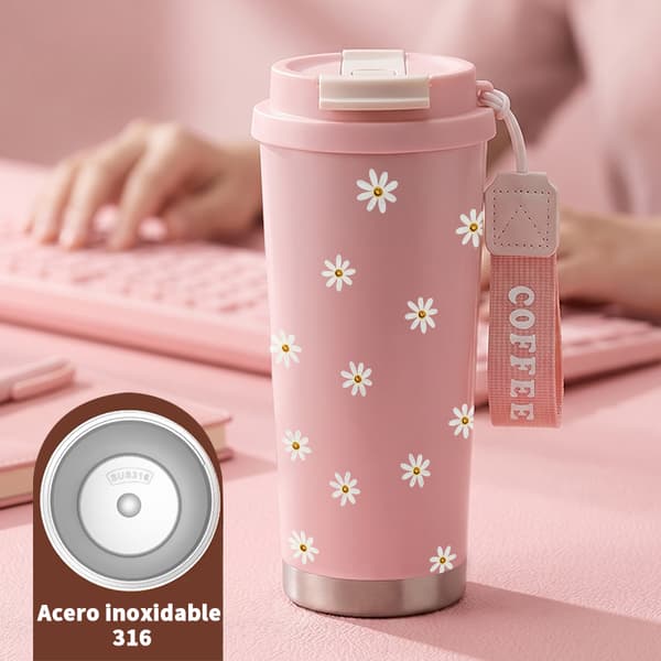Kaffetermos 500ml 316 Rustfritt Stål Retro Design Pink