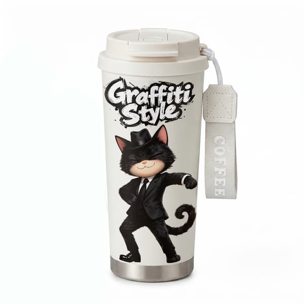 Kaffetermos 500ml Rustfritt Stål Minimalistisk Design White