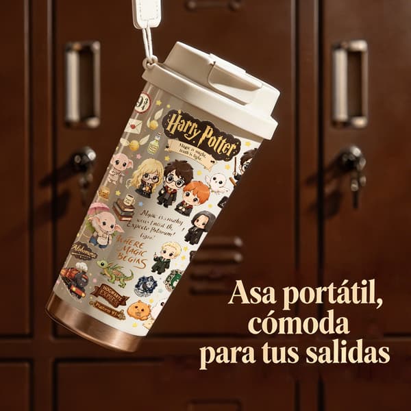 Kaffetermos 500ml Rostfritt Stål Geometrisk Design, Isolerad kaffemugg, läckagesäker resemugg med lock White