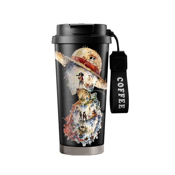 Kaffetermos 500ml 316 Rustfritt Stål Blomsterdesign Black