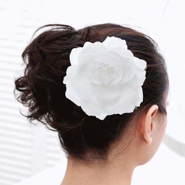 Vit hårklämma, 1 ros hårklämma, ros brosch, blomma hår,A