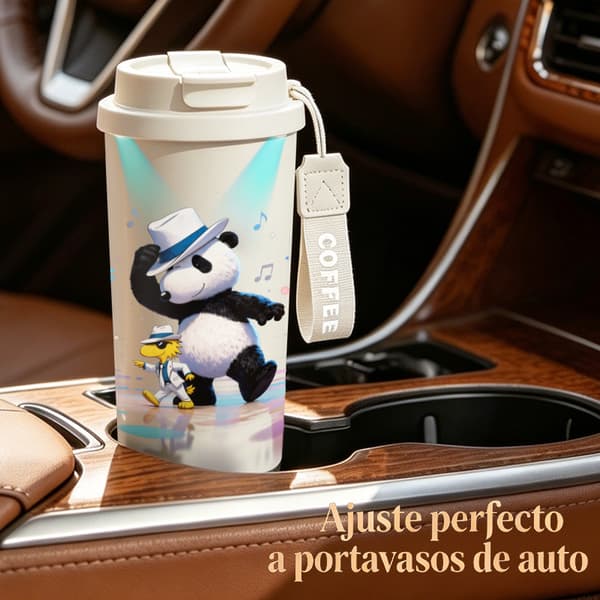 Kaffetermos 500ml Rustfritt Stål Grafisk Design Pink