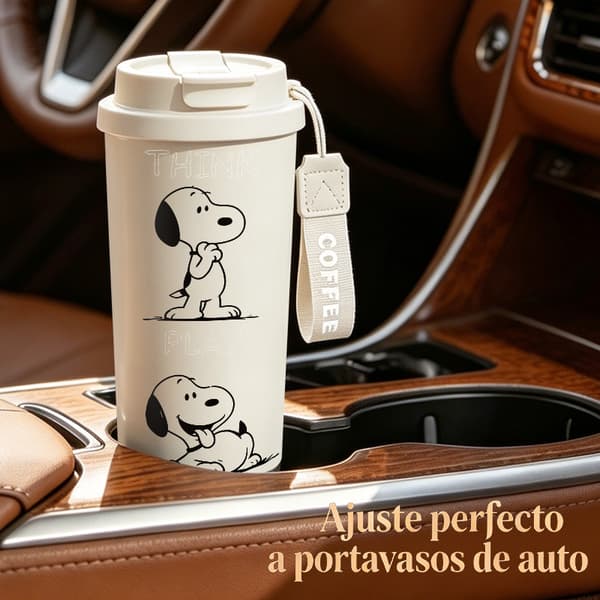 Termoskaffemugg 500ml Rostfritt Stål Grafisk Design, Isolerad kaffemugg, läckagesäker resemugg med lock Black