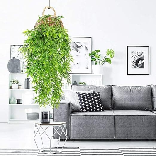 2 stycken konstgjorda bambu-blad hängande konstgjorda växter