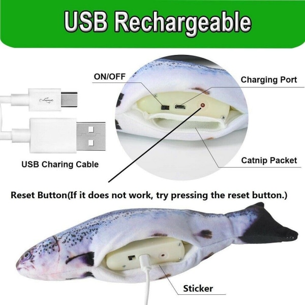 Tail Swing Simulation Fish Pet Doll Rechargeable with USB Cat