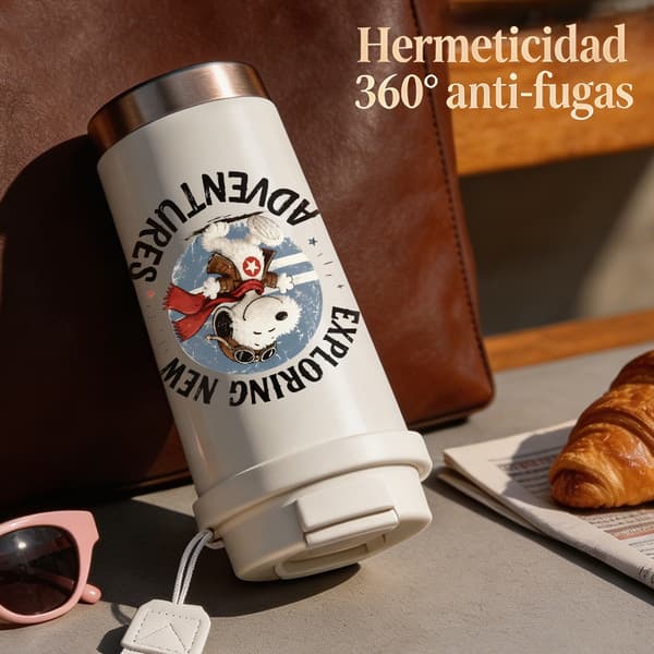 Termoskaffemugg 500ml Rostfritt Stål Konstnärlig Design, Isolerad kaffemugg, läckagesäker resemugg med lock White