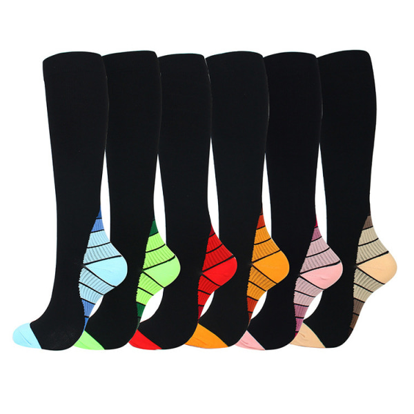 6 pairs of men and women long tube compression socks gradient