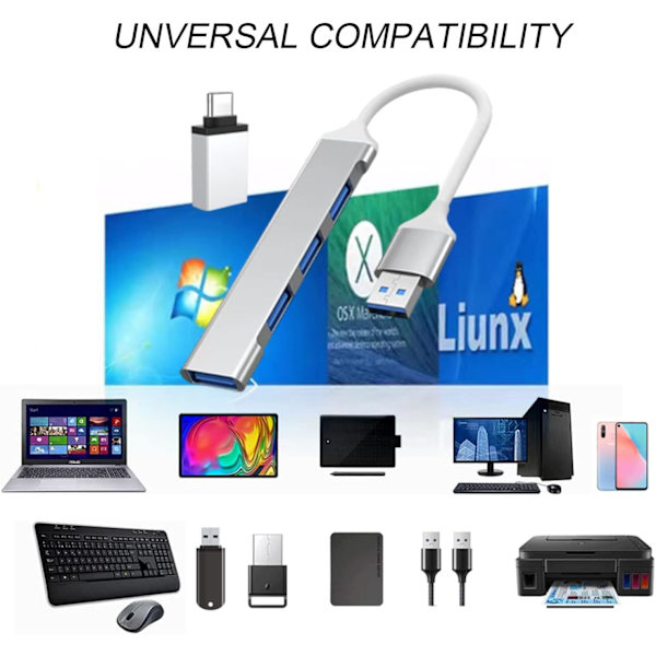 1 stk 4-i-1 USB3.0 splitter for PC