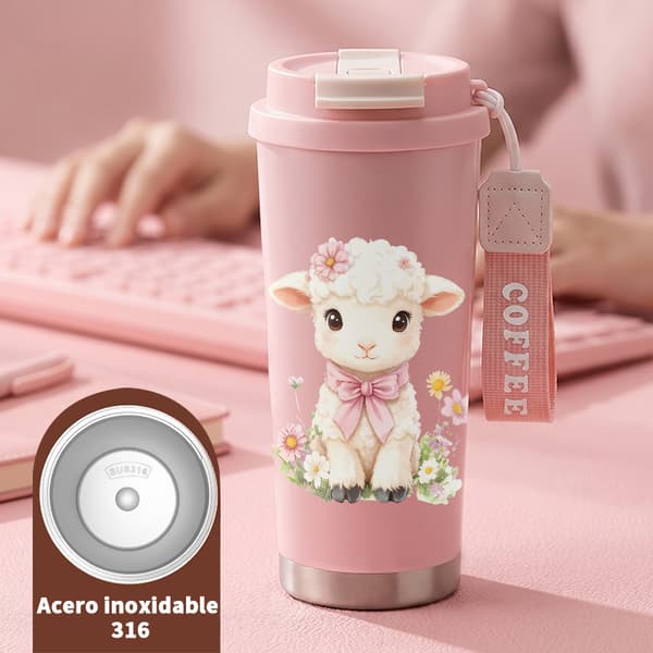Kaffetermos 500ml Rustfritt Stål Halloween Design Pink