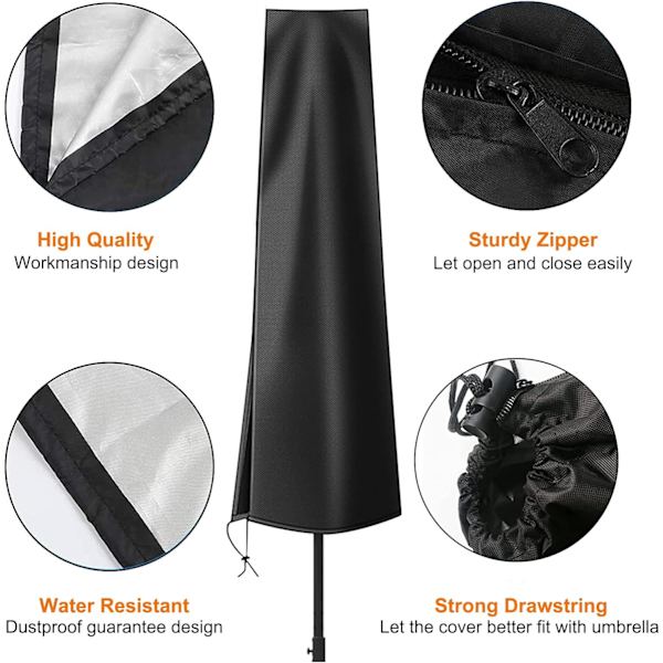 1 st svart 190 * 30 * 50cm Oxford tyg paraplyöverdrag trädgård