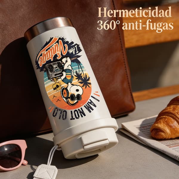 Kaffetermokande 500 ml rustfrit stål geometrisk design Pink