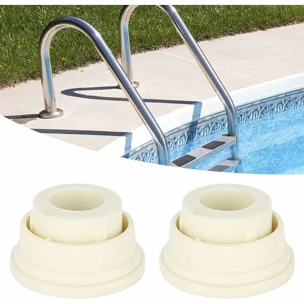 Gummibumper til poolstiger, sæt med to hvide stigebumpere til poolstiger…,A