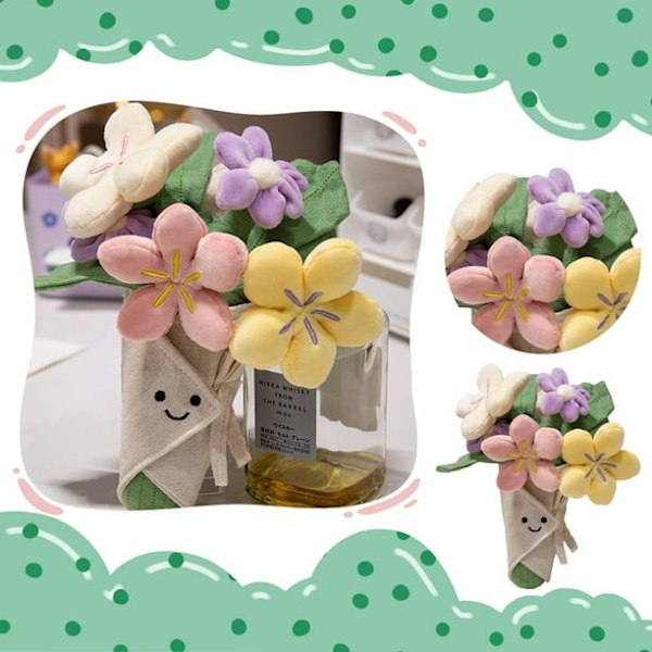Jellycat Offisiell Amuseables Blomsterbukett Myk Kosedyr Plysj|28 cm |Nydelig Gaveidé Plysjleke Multicolor color