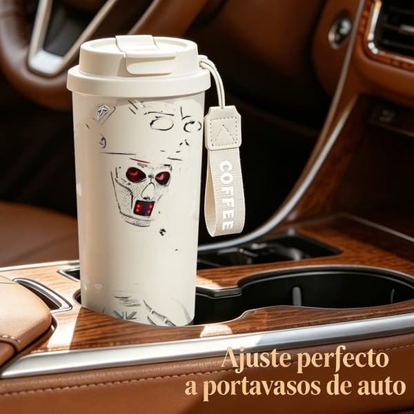 Kaffetermos 500ml 316 Rostfritt Stål Retro Design, Isolerad kaffemugg, läckagesäker resemugg med lock White