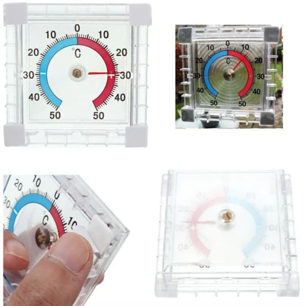 Udendørstermometer til fastgørelse på vinduesrude, termometer transparent