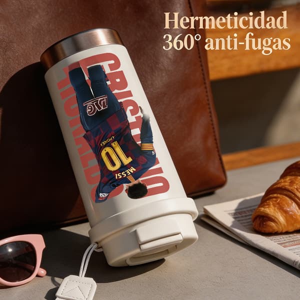 Termoskaffemugg 500ml Rostfritt Stål Grafisk Design, Isolerad kaffemugg, läckagesäker resemugg med lock White