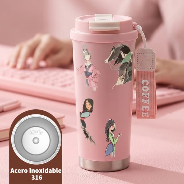 Kaffetermos 500ml Rustfritt Stål Fargerikt Design Pink