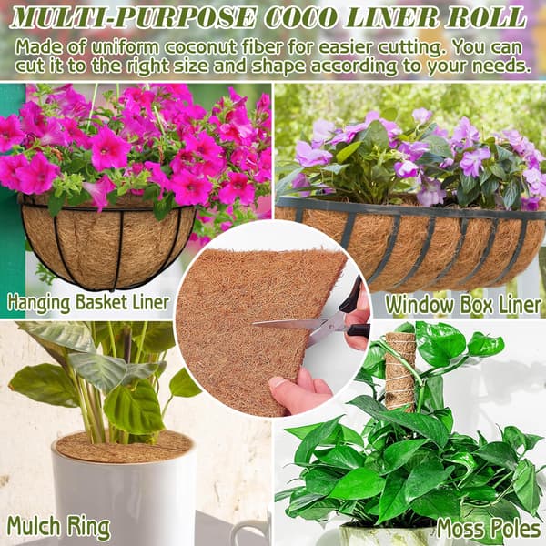 Naturligt kokosblomkorgfoder för växter, blommor, grönsaker, reptiler