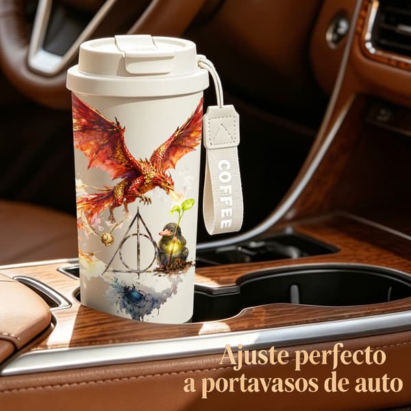 Termisk kaffekopp 500ml rustfritt stål med dyreprintdesign Pink