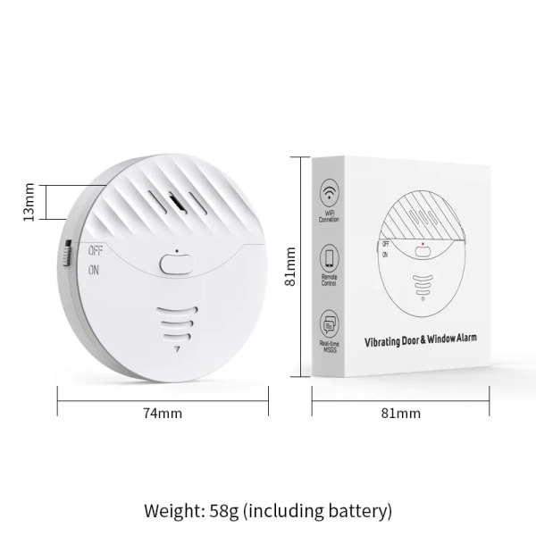 1 stk hvid WiFi vibrationsalarm graffiti indbrudsalarm 130