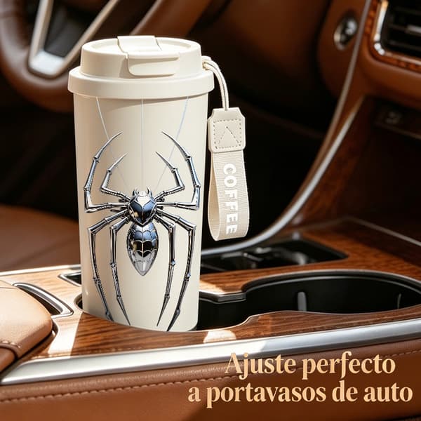 Kaffetermos 500ml Rustfritt Stål Kunstnerisk Design White