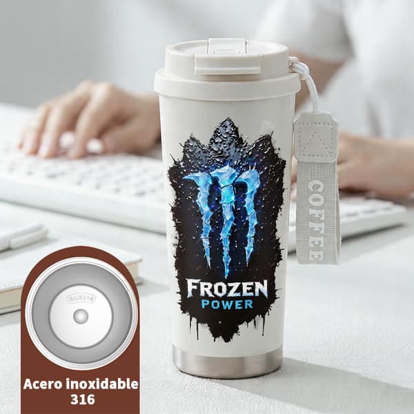 Termoskaffemugg 500ml Rostfritt Stål Militärdesign, Isolerad kaffemugg, läckagesäker resemugg med lock White