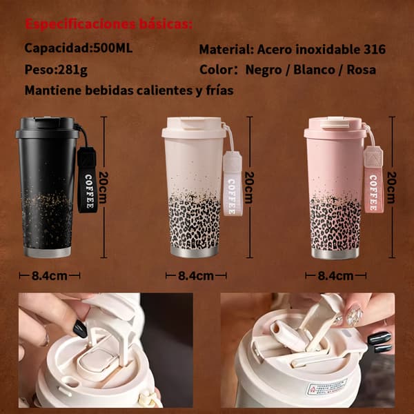 Termokopp 500ml Rustfritt Stål Militær Design Pink