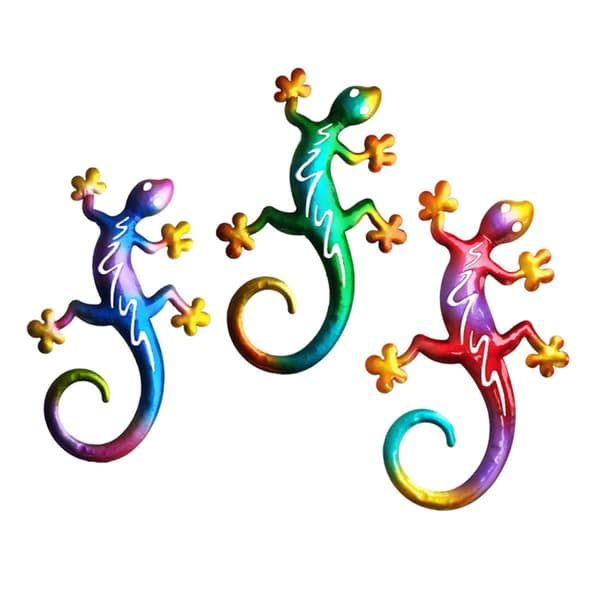 3-delt veggdekorasjon med øgle/gekko