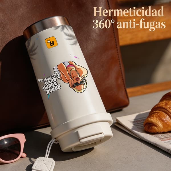 Bærbar kaffetermos 500 ml rustfritt stål kunstnerisk design Pink