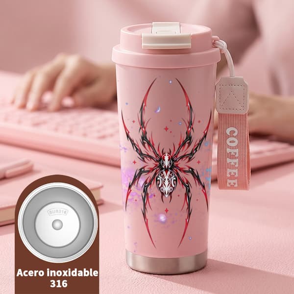 Kaffetermos 500ml 316 Rustfritt Stål Anime Design Pink