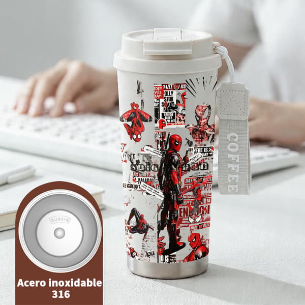 Kaffetermokande 500ml Rustfrit Stål Kunstnerisk Design White
